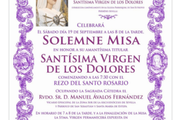 FUNCIÓN PRINCIPAL SANTÍSIMA VIRGEN DE LOS DOLORES